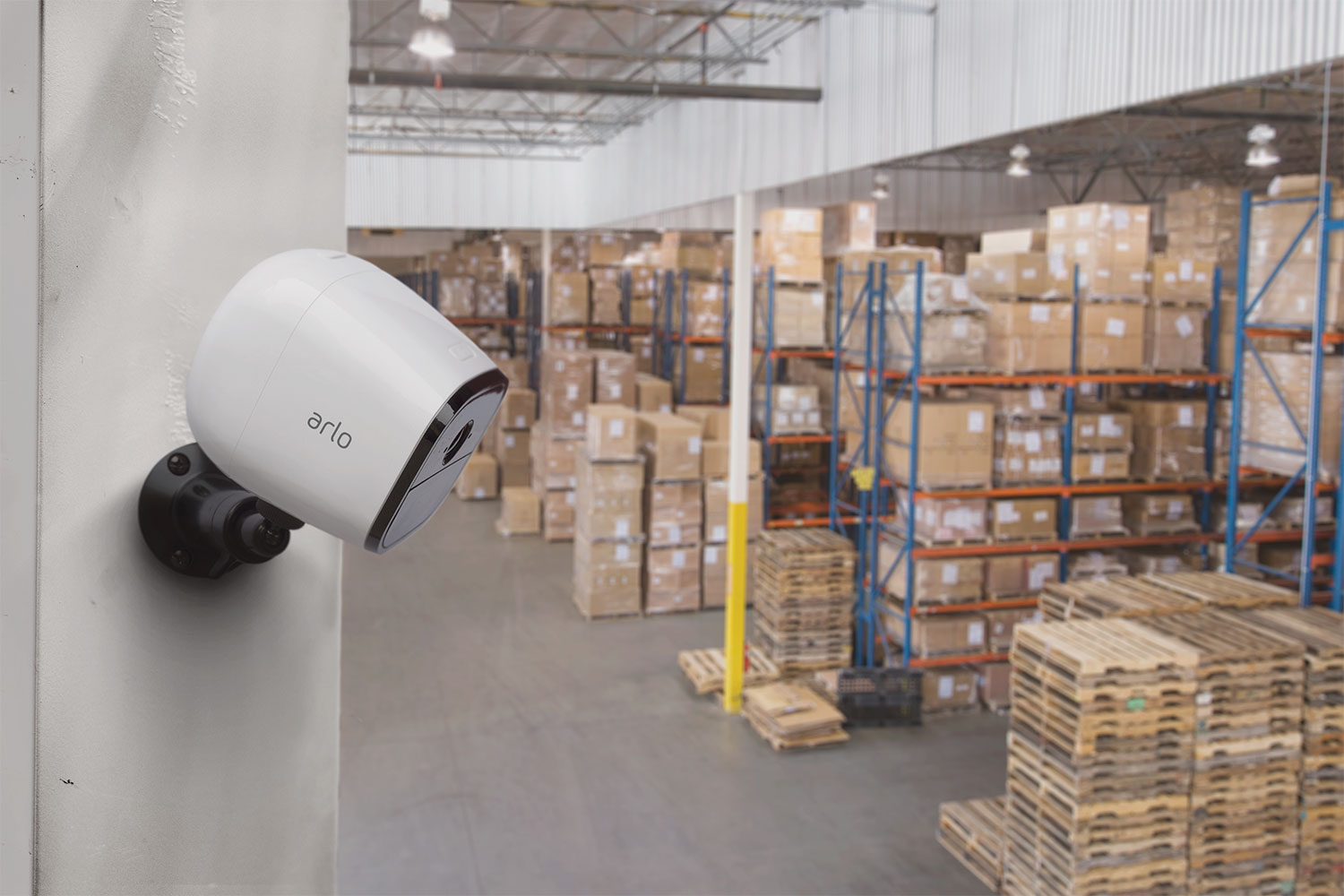 Arlo camera in a warehouse